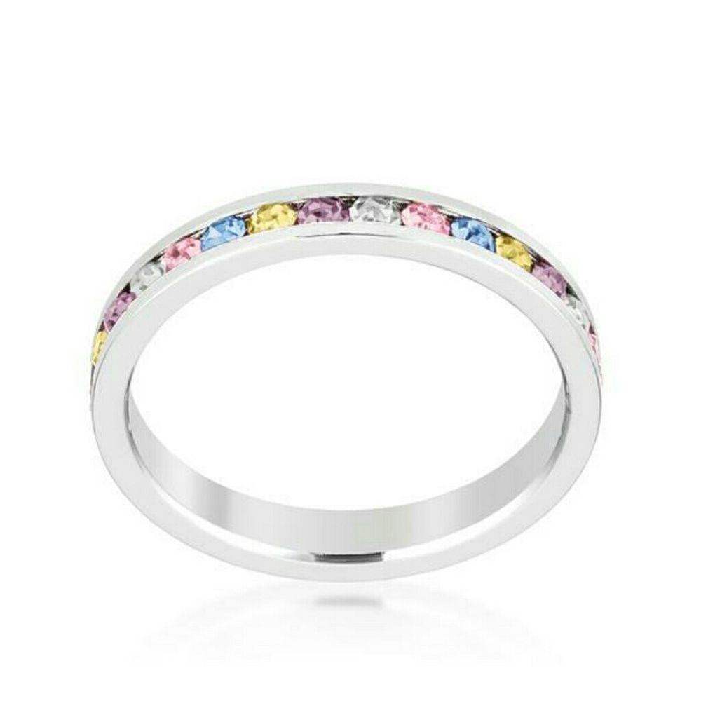 Eternity Ring Sparkly Swarovski Multi Color Crystals Stackable New